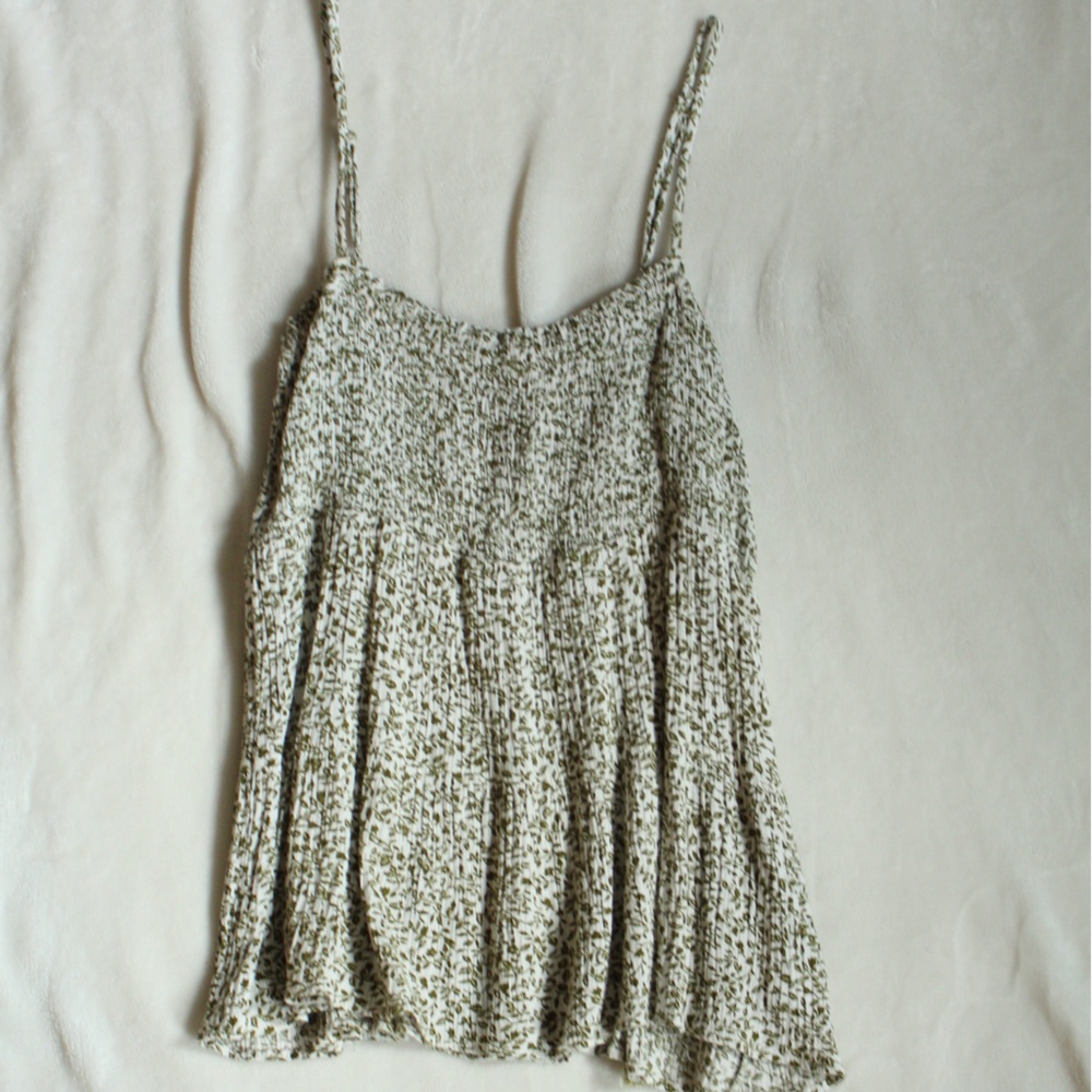 Paper Crane Textured Green and Cream Top
